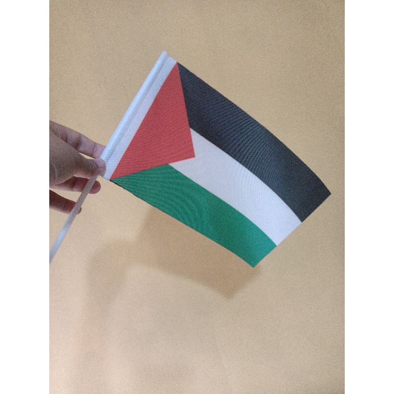 Bendera Tangan Palestina / Bendera Stik Palestina Tangkai Stik Pawai 22x15cm