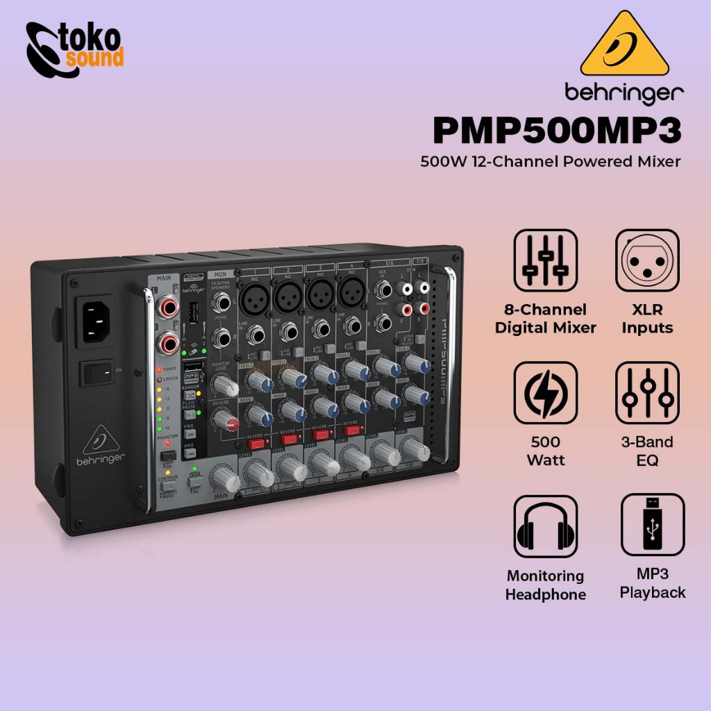 Behringer PMP500MP3 - 8 Channel 500W Powered Mixer