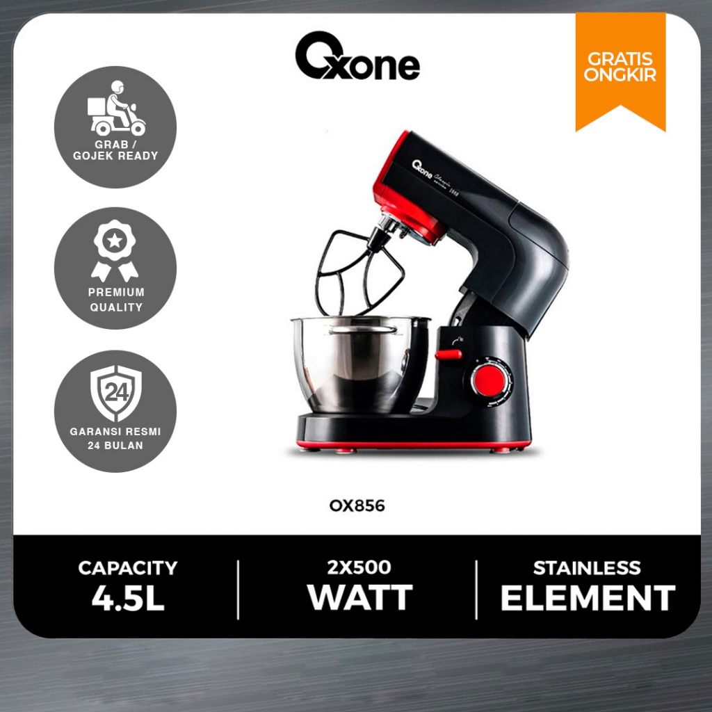 Oxone OX856 Stand Mixer Pengaduk Adonan Kue dan Telur 4.5 L Stainless Steel