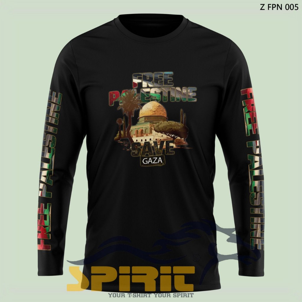 Kaos Palestina/Baju Kaos Free Falestine Gambar Masjid Al-Aqsa Lengan Panjang