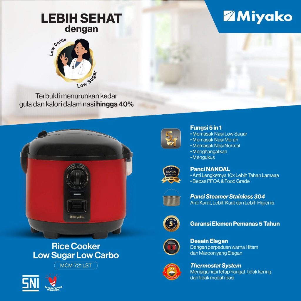 Ay00 Megiccom Miyako / Rice Cooker Low Carbo MCM721 LST / MCM 721 / MCM-721