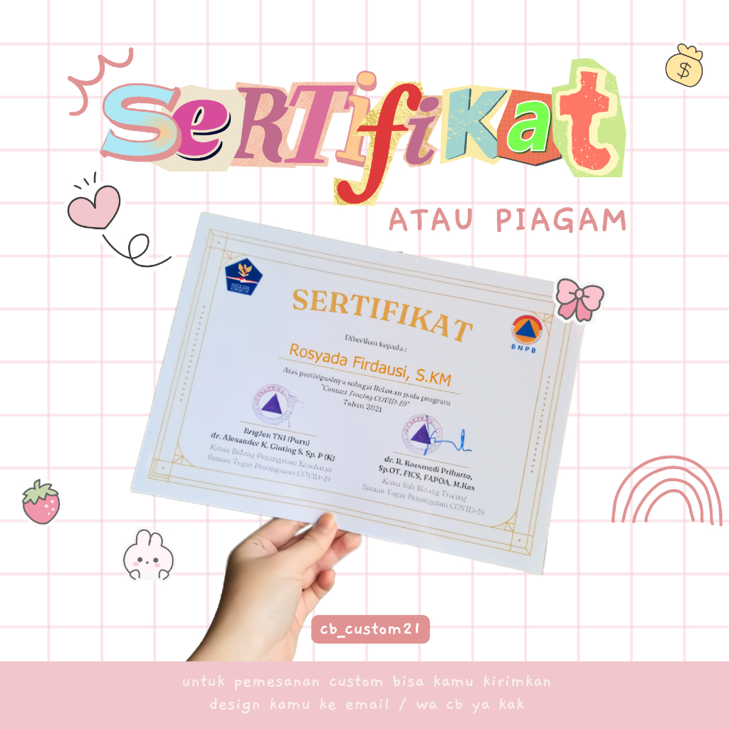 

Jasa Cetak Sertifikat / Piagam A4 Custom / Print Sertifikat Piagam Ijazah / Print langsung jadi
