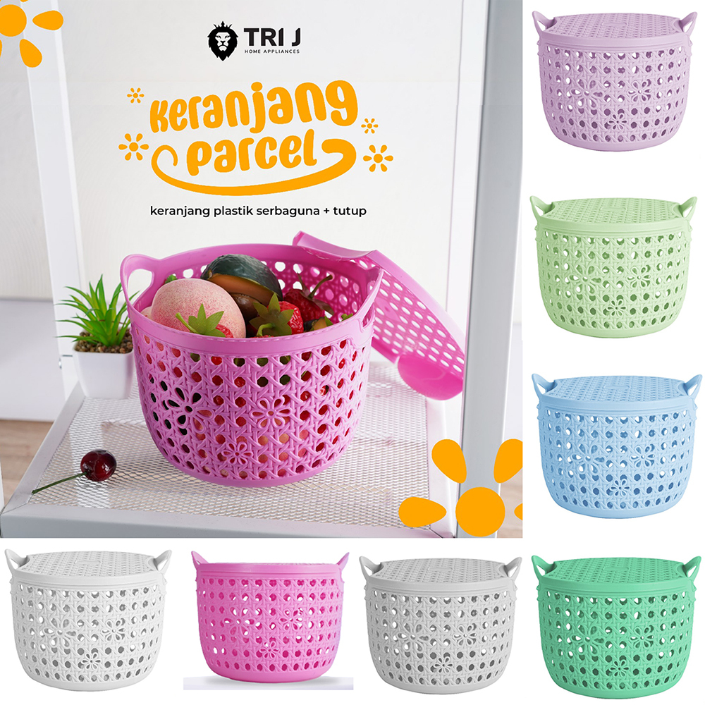 Keranjang Parcel Plastik Serbaguna Dengan Tutup / Keranjang Souvenir Hampers Mungil Murah