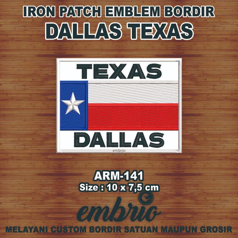 ARM-141 - Patch Texas Dallas Flag US Army Jaket Top Gun Jacket Patches - 10x7,5cm - Embrio Patch Emb