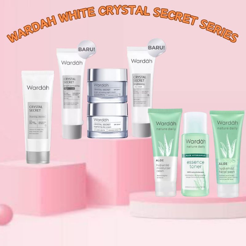 (COD)WARDAH WHITE CRYSTAL SECRET SERIES | DAY NIGHT CREAM BRIGHTENING | FACE WASH | MOISTURIZER ALOE
