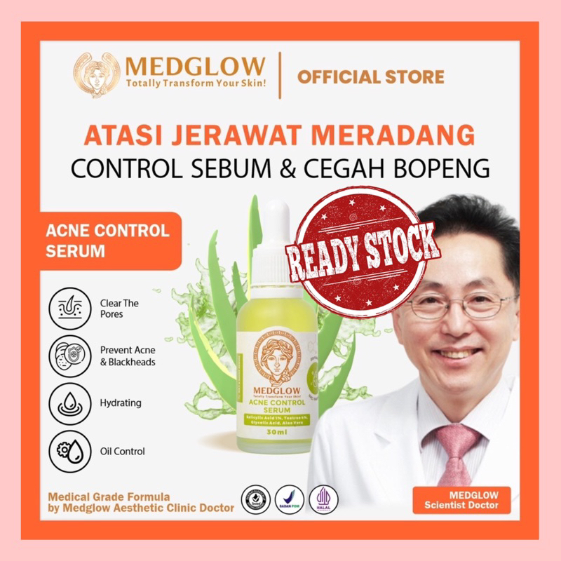 MEDGLOW CLINIC Acne Control Serum | Aesthetic Skincare Serum Anti Acne Jerawat Komedo Oily Skin BPOM