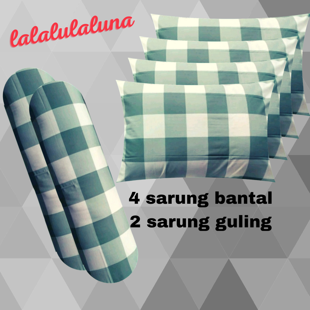 Sarban sargul isi 6pcs 4 sarung bantal dan 2 guling motif marble bahan katun halus