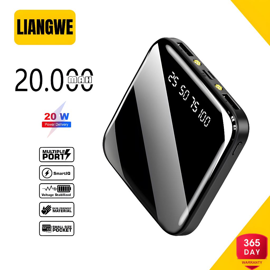 LIANGWE PowerBank 20000mAh Mini Digital Display FastCharging