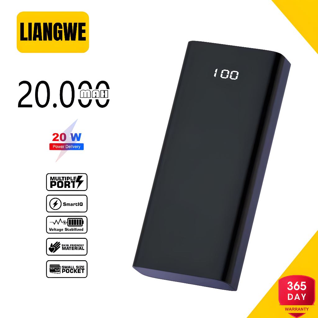 LIANGWE PowerBank 20000mAh Mini Dual USB Fast Charging