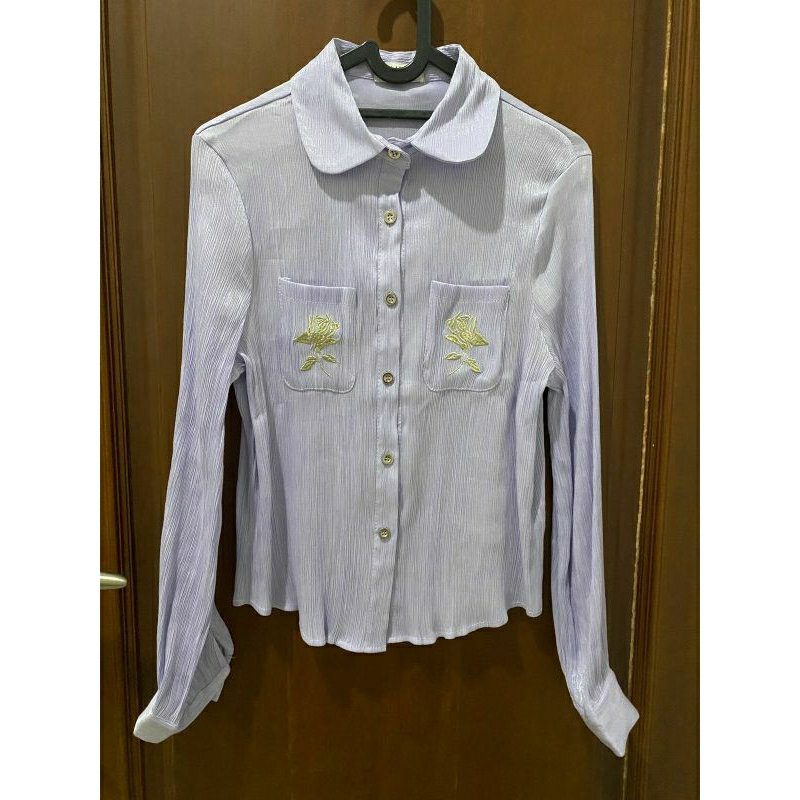 Amitie Appareal Preloved Kemeja Korea Shirt pleats lilac
