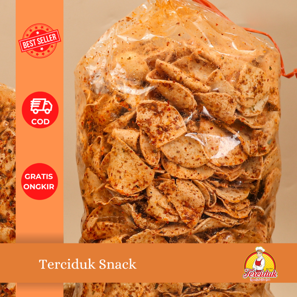 

pink TERCIDUK - KERIPIK BASRENG BULAT BUMBU PEDAS DAUN JERUK G