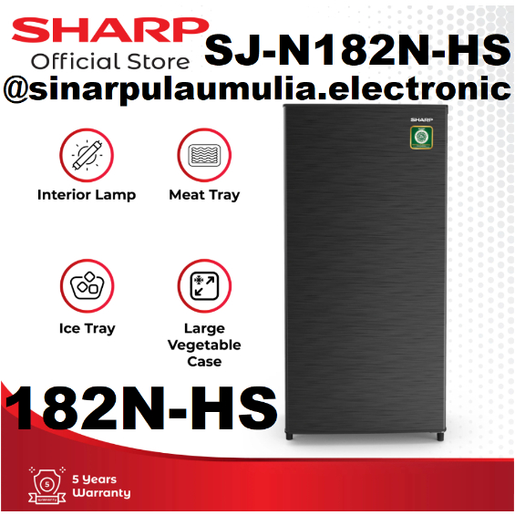 Sharp Kulkas 1 Pintu 166 Liter - SJ-N182N-HS / SJN182NHS / SJ N182N / SJ N 182 N HS / SJ 182N H