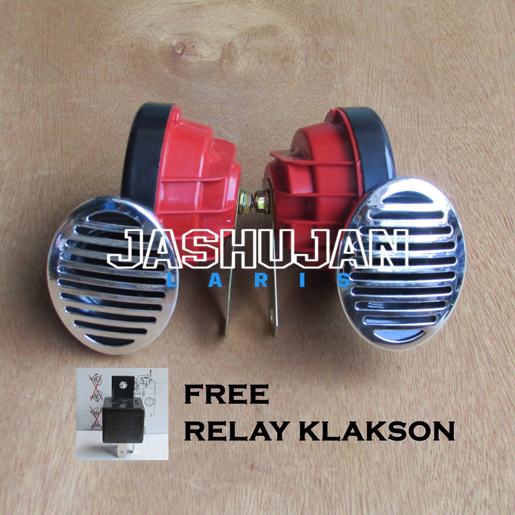Klakson Motor Dan Mobil l Variasi Aksesoris Klakson Double Model Keong Isi 2 Plus FREE Relay 12V War