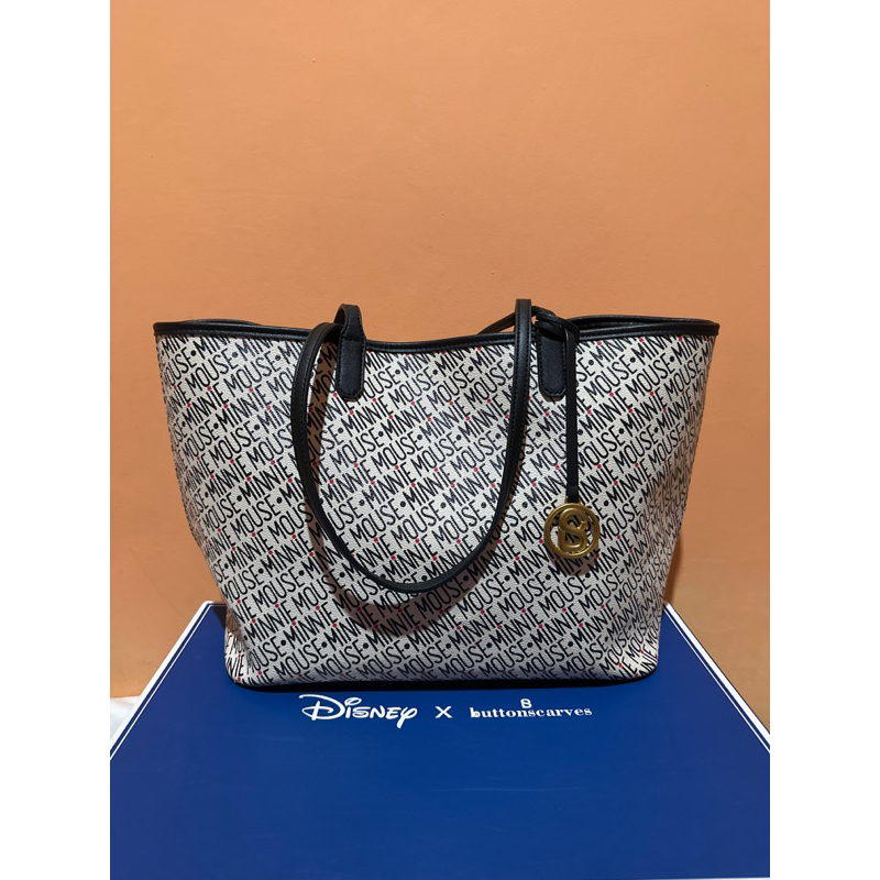 BUTTONSCARVES NAME IT TOTE BAG PRELOVED BEKAS SECOND BUKAN NEW WHITE BLACK MICKEY MOUSE DISNEY TAS B