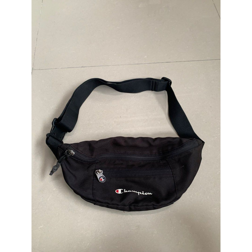 Champion Waist Bag Original 100% Tas Selempang Pinggang Unisex Hitam Black Sling Bag Waistbag Slingb