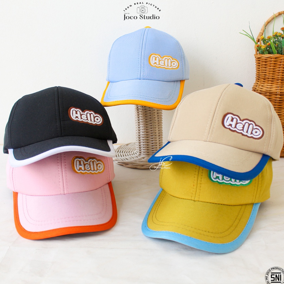 Jocoproduction - Topi Fashion Anak BASEBALL Premium Bordir HELLO