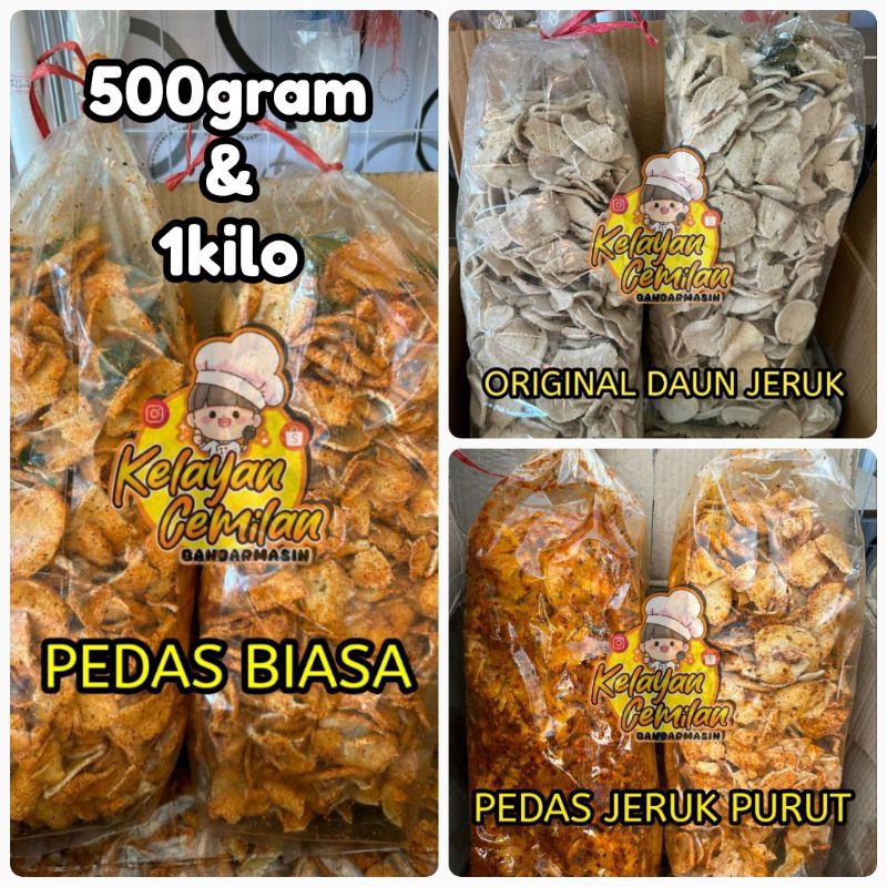 

500gram/1kg Basreng Pipih Original Daun Jeruk | Pipih Pedas Biasa | Pipih Pedas Jeruk Purut