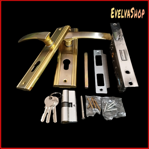 Handle Pintu Tanggung Kuning Gagang Pintu Kotak Full Set