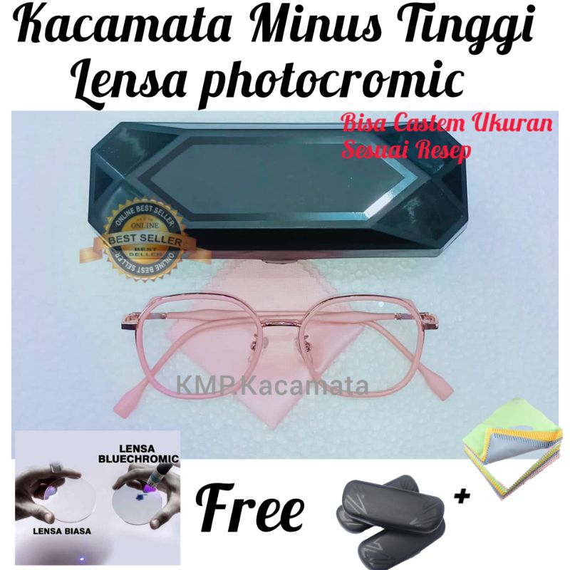 KACAMATA MINUS TINGGI LENSA PHOTOCROMIC,  BLUECROMIC kacamata minus photocromic