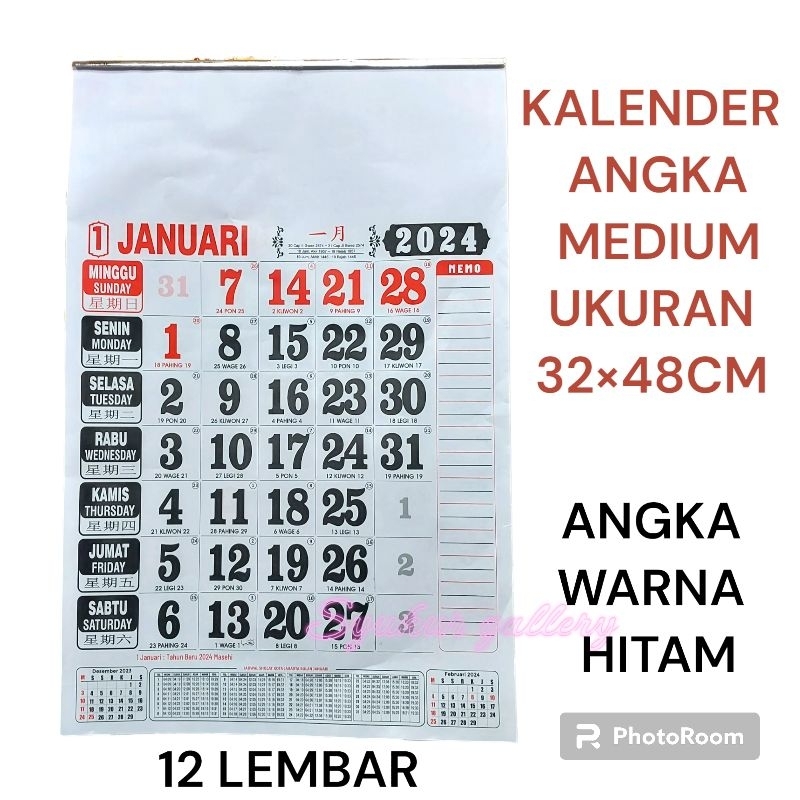 

( 50 PCS ) kalender dinding 2024 kalender Angka kalender kerja MEDIUM HITAM