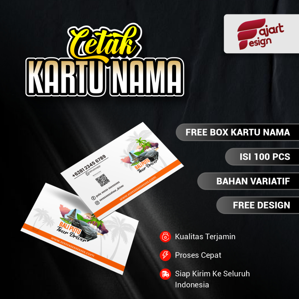 

PROMO Kartu Nama isi 100 free Box/ Kartu Nama Custom/ Bussiness Card/ Name Card Art Carton 260/ Kartu Nama 1 sisi