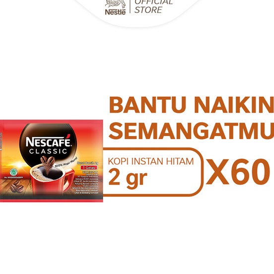 

NESCAFE Classic Kopi Instan Kopi Hitam 2g Sachet 60pcs