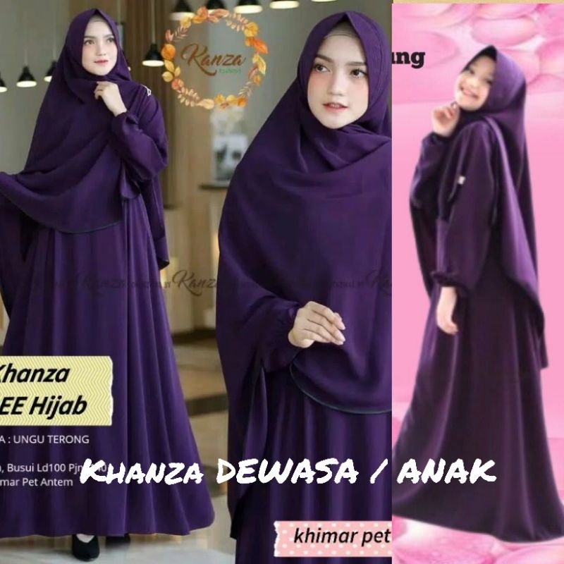 Baju Gamis Dress Pesta Kondangan Muslim Syari Busui Polos Anak Wanita Ukuran  L XL XXL JUMBO KHANZA 
