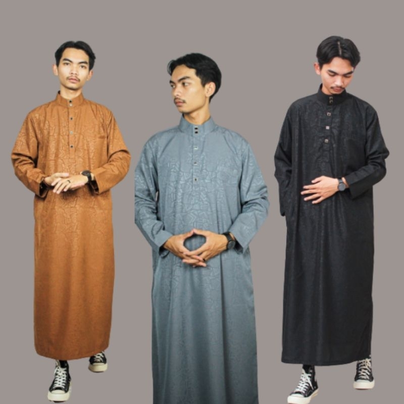 jubah pria dewasa lengan panjang | jubah pria embos premium| jubah pria arab saudi premium polos