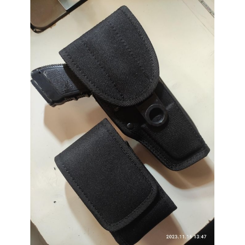 sarung pistol Pindad set magazen Glock hs fn hitam