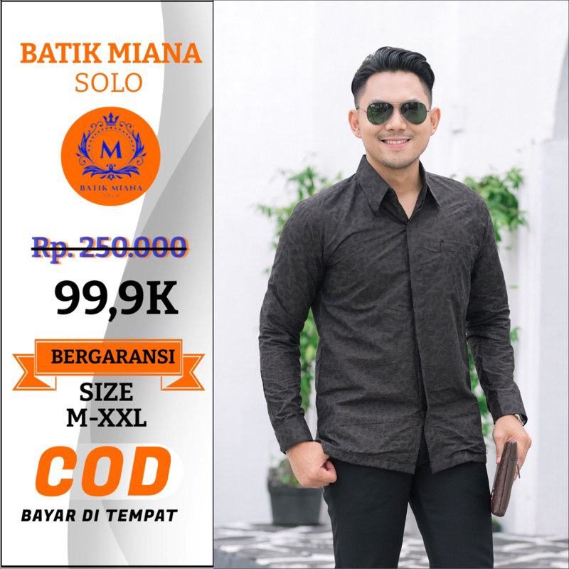 Kemeja Batik Pria Katun Halus Lengan Panjang Outfit Kantoran Slimfit Keren Buat Kondangan nyaman Cok