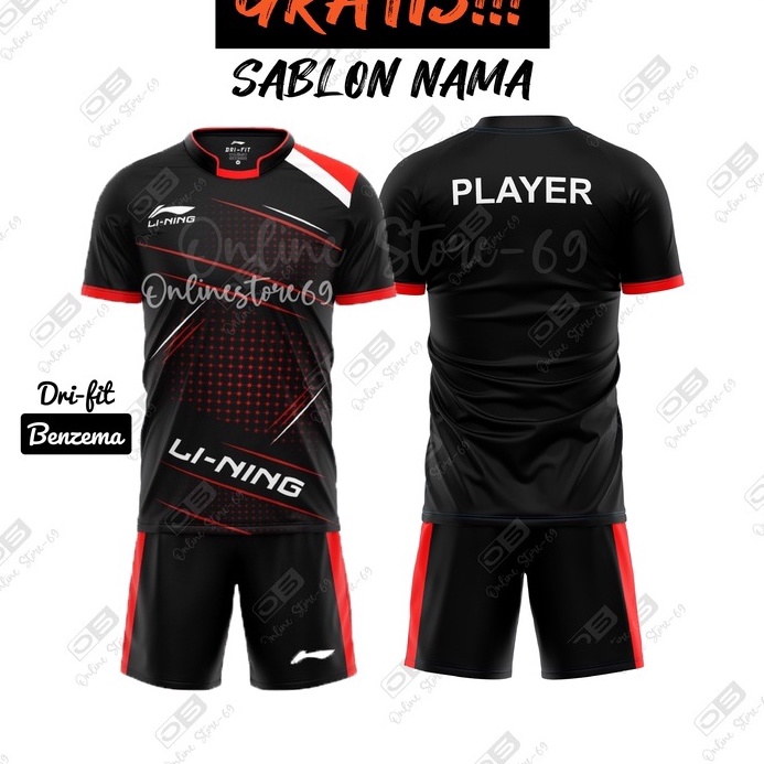 ✤Diskon✤ RIQUEST NAMA Baju stelan badminton lining , Baju bulutangkis pria wanita terbaru