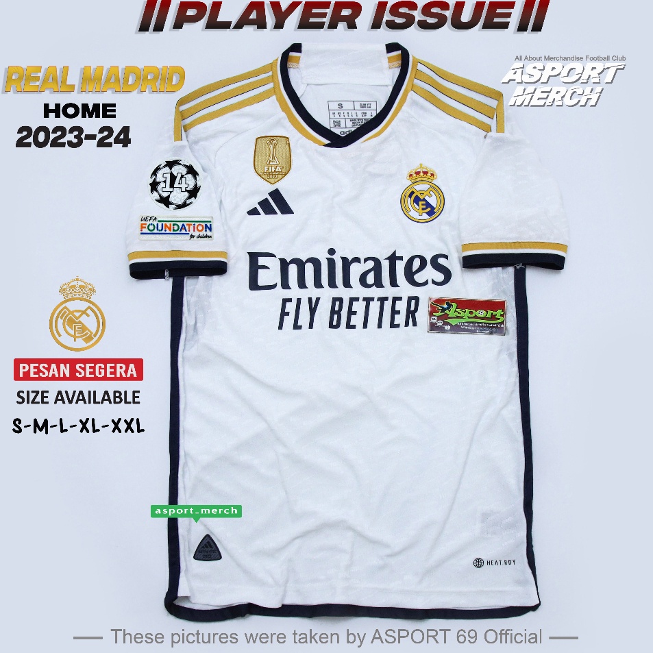 Terbatas MADRID PLAYER ISSUE JERSEY BOLA  MADRID HOME TERBARU 2023 2024 JERSEY MADRID HOME PI 23 24 