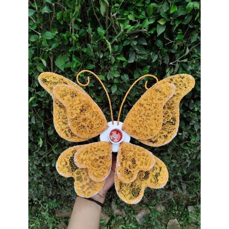 KELOPAK / KAP LAMPU BUNGA DEKORASI MODEL KUPU KUPU CANTIK MURAH + FITINGAN BAHAN KAIN BRUKAT