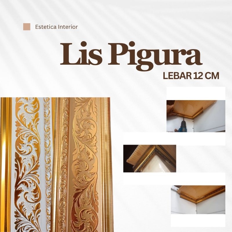 Lis Pigura Lebar 12 cm Lis Pigura Emas Lis profil Bingkai foto Harga Per Batang