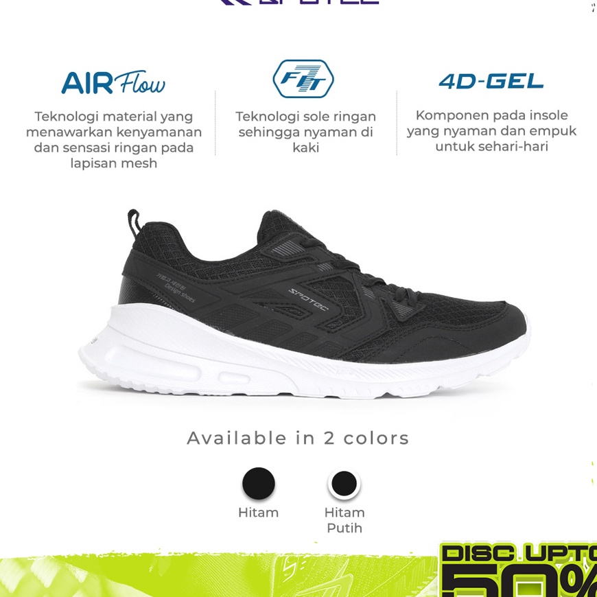 ✴Diskon✴ Spotec Sepatu Student Valco Hitam - Putih