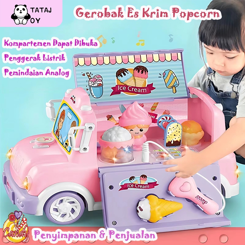 Tatajoy Mainan Mobil Truk Es Krim Truk Gerobak Es Krim Popcorn Ice Cream Truck And Candy Mainan Mobil Mobilan Mobil Truck Jual Es Krim Mainan Anak