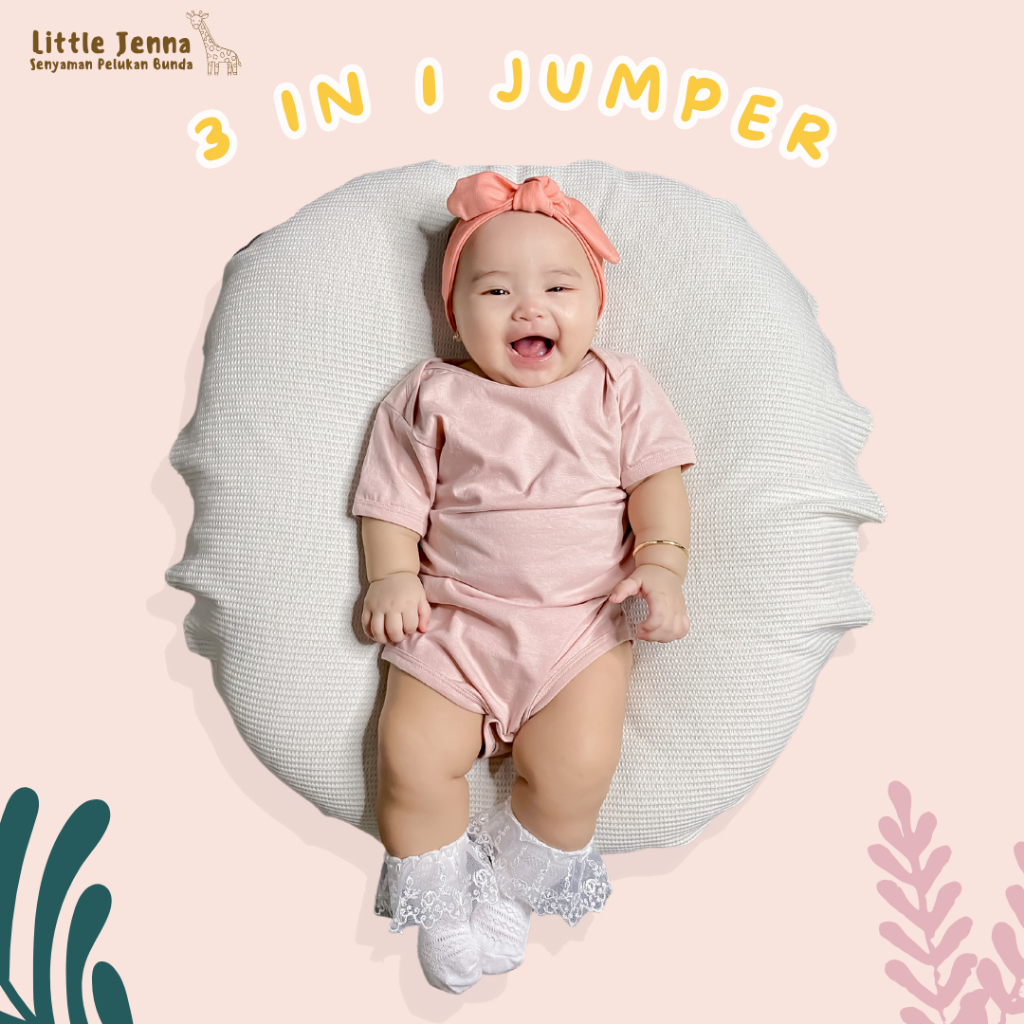 Premium Little Jenna - Jumper Baju Bodysuit Romper Bayi Polos 3In1 (1 Set Isi 3Pcs) Earth Tone