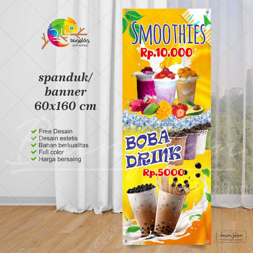 Spanduk Banner Es Smoothies dan Es Boba