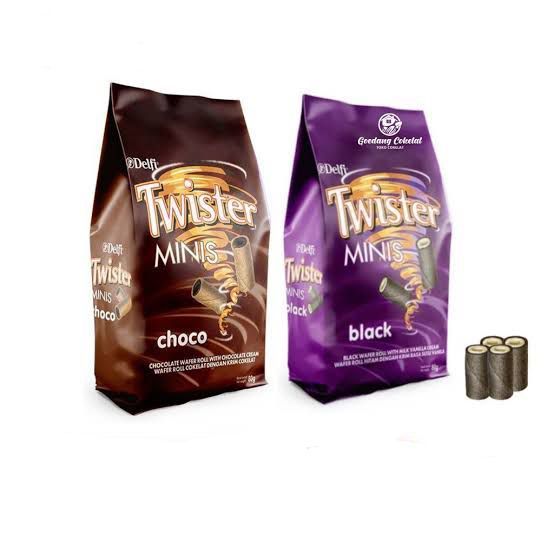 

DELFI TWISTER MINIS 70 GRAM / TWISTER WAFER ROLL BLACK VANILLA / TWISTER CHOCO