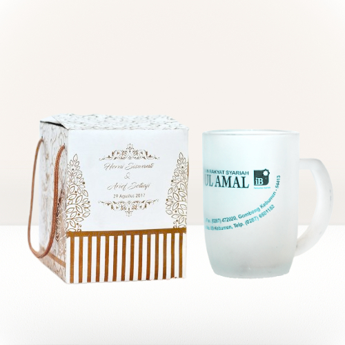 GELAS GAGANG JUMBO OVAL CUSTOM SABLON NAMA FREE BOX | SOUVENIR NIKAH GELAS KACA | SOUVENIR GELAS HAJ