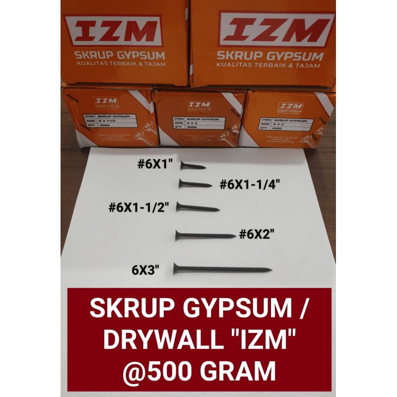 Sekrup Gypsum Sonic Ap Izm 2cm 2,5cm 3cm 4cm 5cm 7cm | Baut Sekrup Baja Gypsum Gipsum 500gram