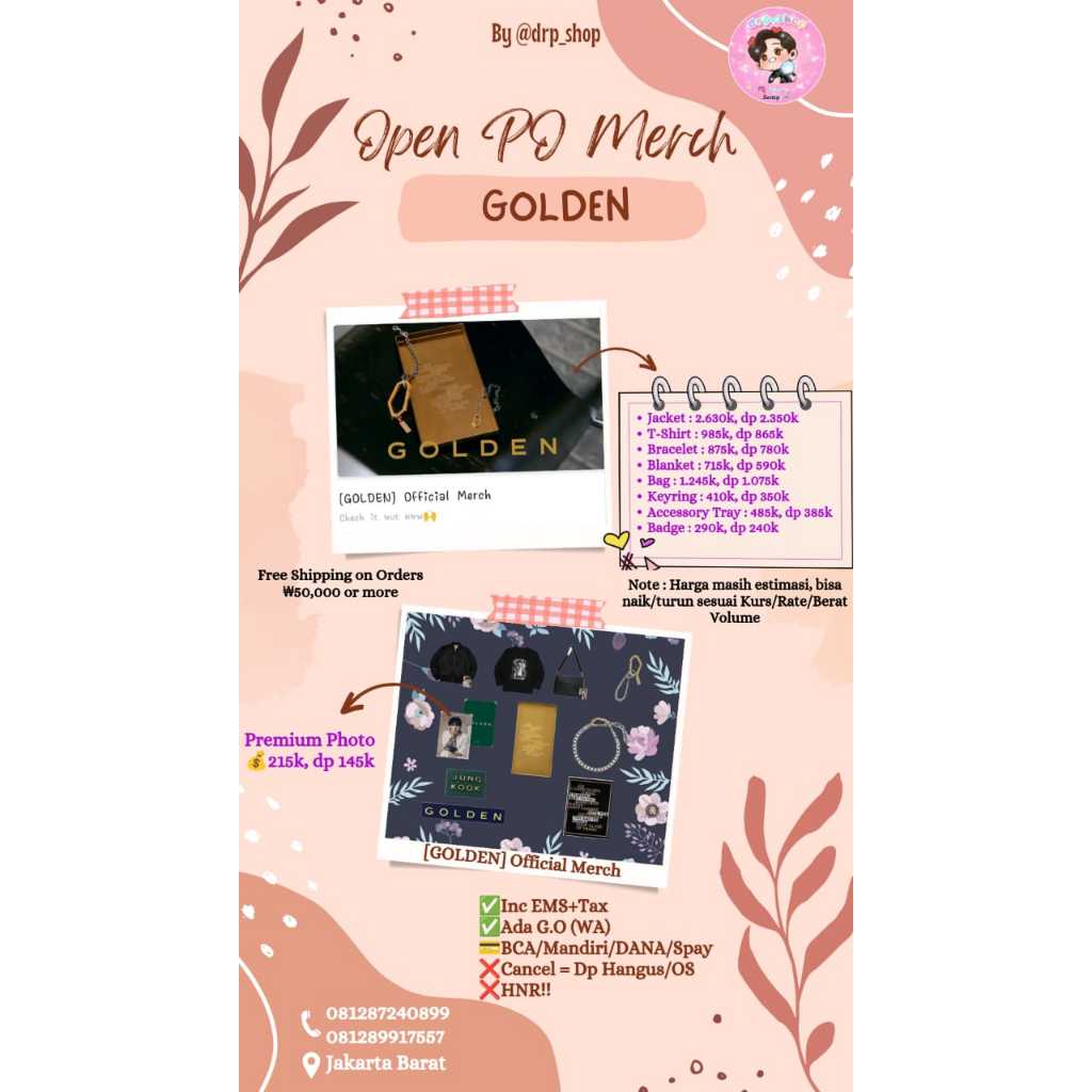 *Open PO BTS JUNGKOOK [GOLDEN] OFFICIAL MERCH*