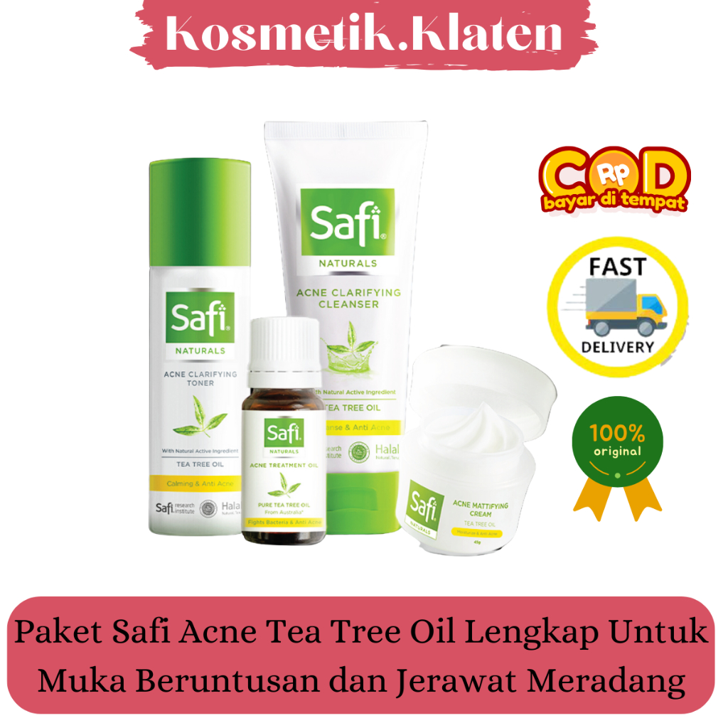 Paket Safi Acne Tea Tree Oil Lengkap Untuk Muka Beruntusan dan Jerawat Meradang