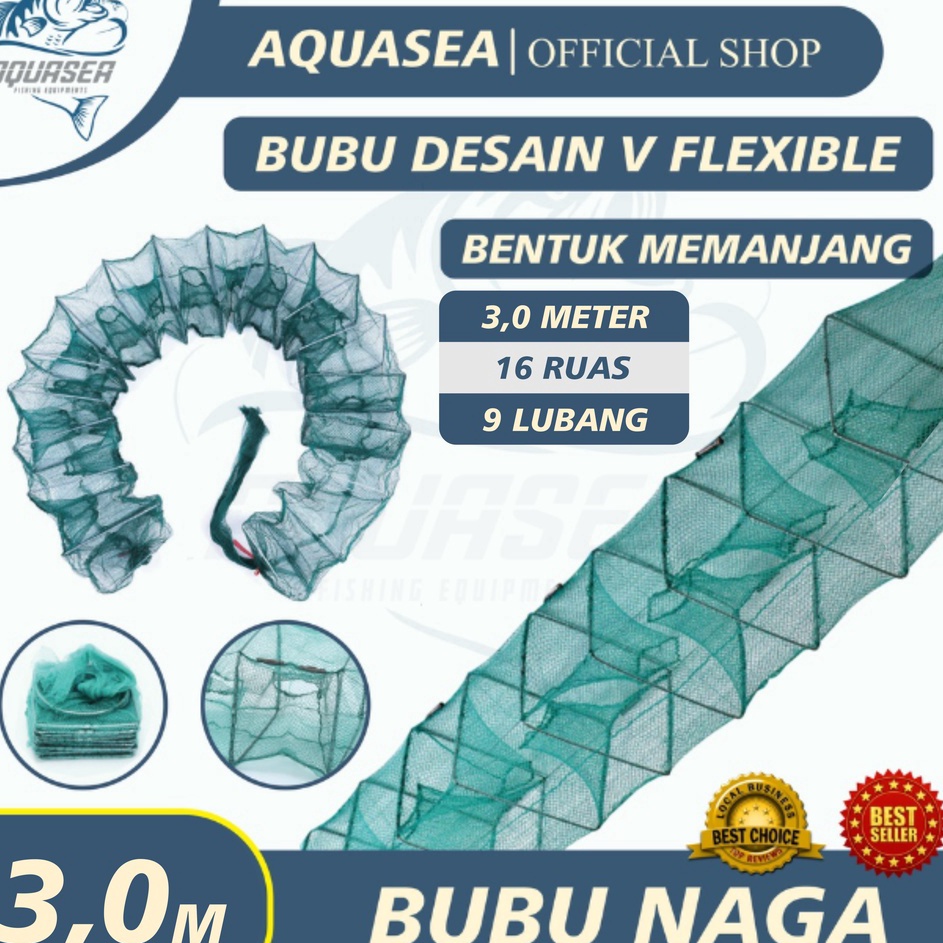 ✴TERMURAH✴ AQUASEA - Bubu Naga Hijau 3.0 meter / 3.0m Bubu Naga Perangkap Ikan Udang Kepiting Lobste