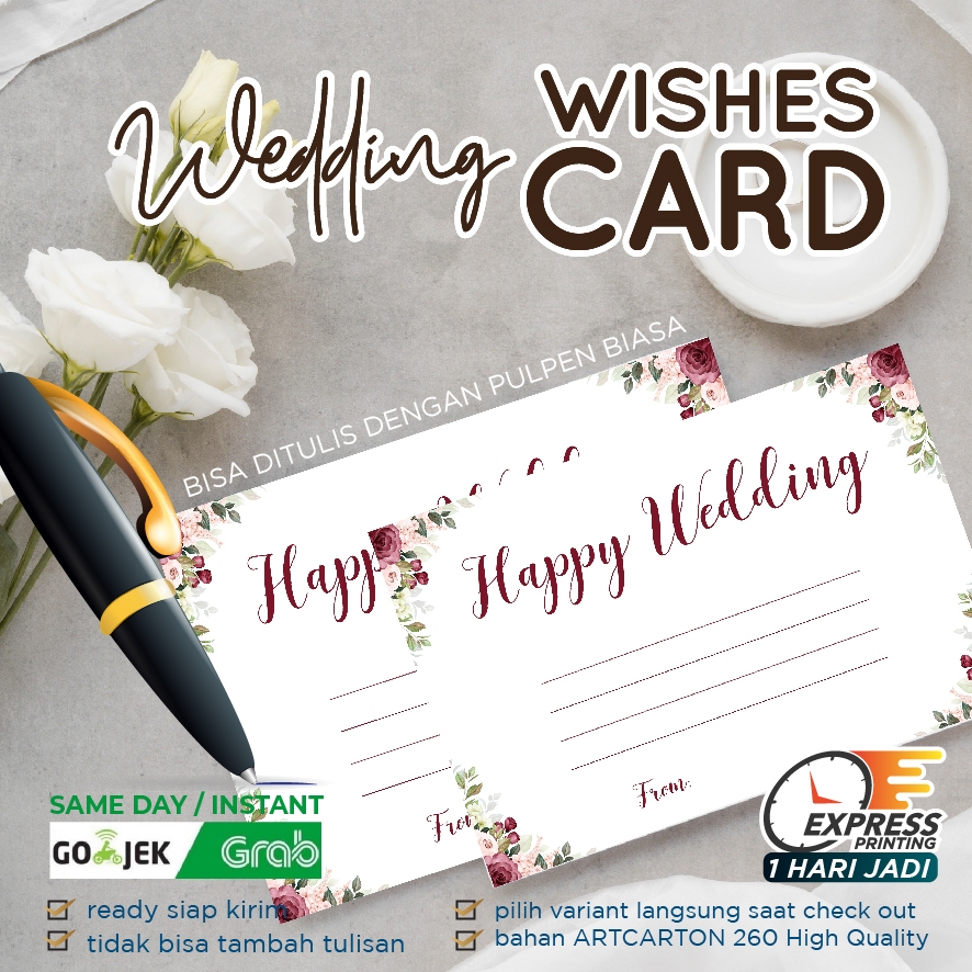 WEDDING CARD / GREETING CARD CUSTOM/ KARTU UCAPAN WEDDING / WEDDING WISHES CARD