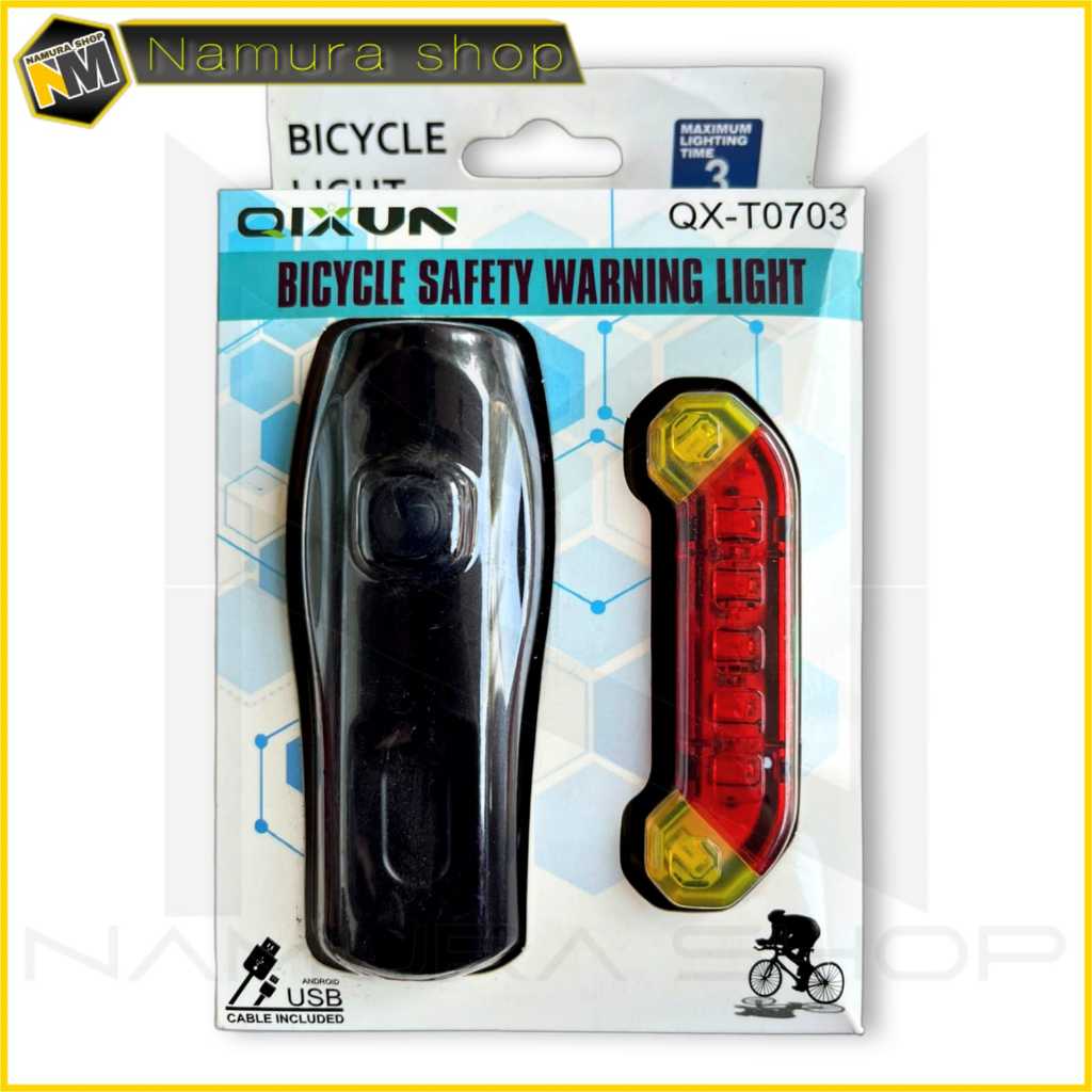 [ OBRALLL][QXT0703] Lampu Sepeda Depan LED/Lampu Sepeda Depan dan Belakang Satu Set/Senter Sepeda De