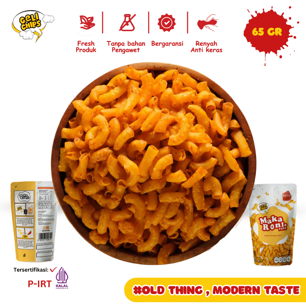 

Gelichips - Makaroni Pipa Spicy Camilan Pedas Gurih 65gr