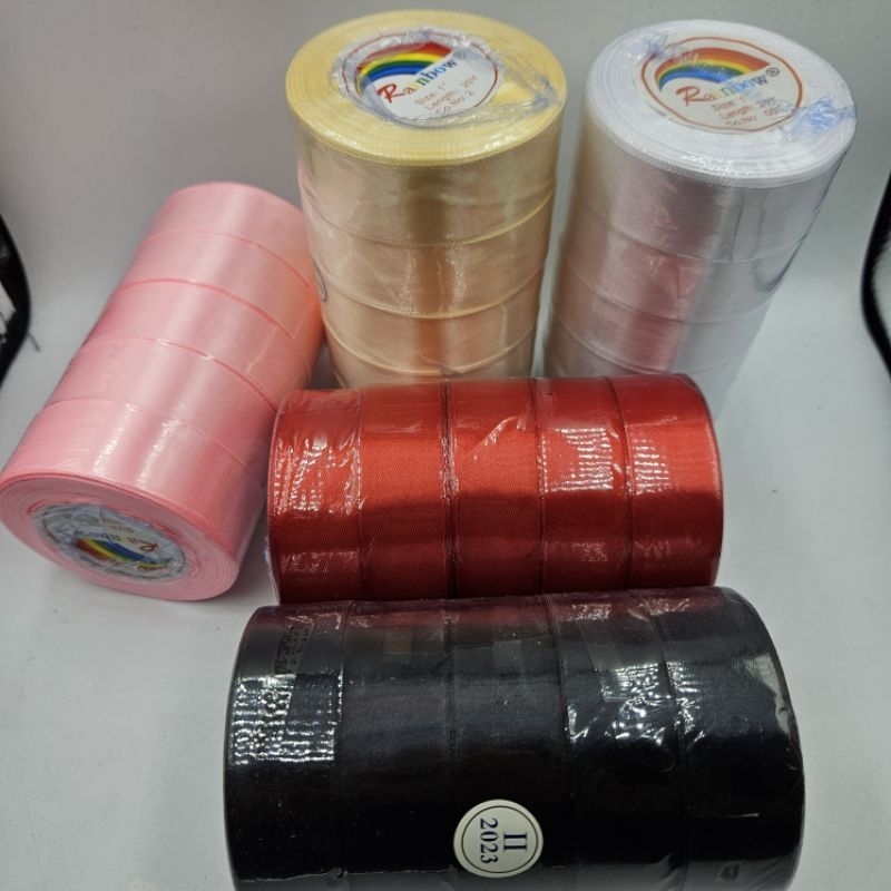 PITA SATIN UKURAN 1&quot;(2.5 cm) -/+20 yard/25 YARD SEKITAR 20 AN METER PER ROLL KUALITAS BAGUSi89