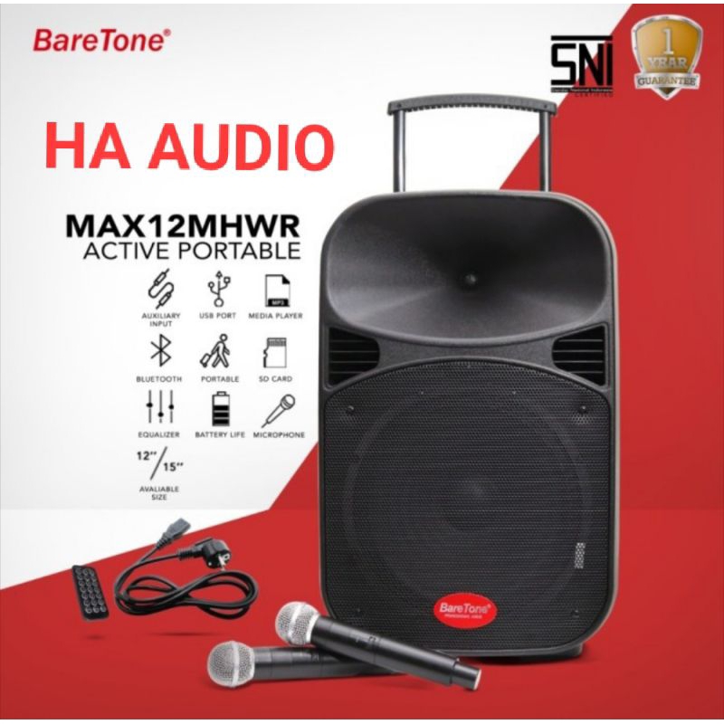 SPEAKER PORTABEL BARETONE MAX 12 MHWR SPEAKER PORTABEL BARETONE 12 INCH