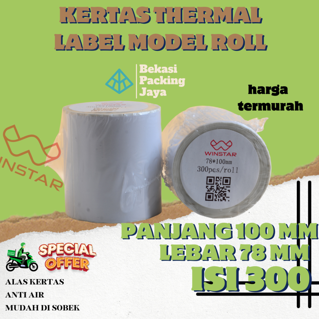 

Kertas Thermal Label Stiker 78x100 mm Stiker printer